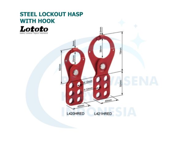 Economic Steel Lockout Hasp With Hook - L420HRED L421HRED